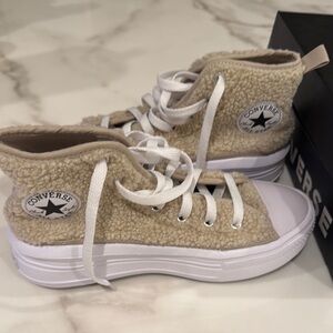 Converse Beige Sherpa High-Top Sneakers